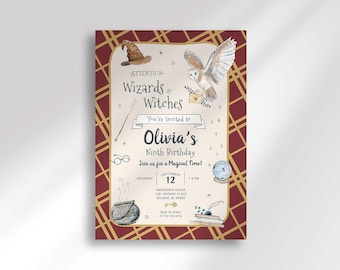 Wizard Birthday Invitation, Magic School Theme