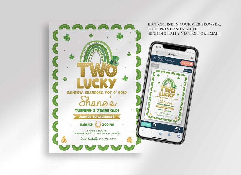 Digital st pattys day invitation