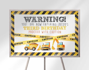 Editable Construction Birthday Party Welcome Sign Printable DIY BC1 (Digital Download)