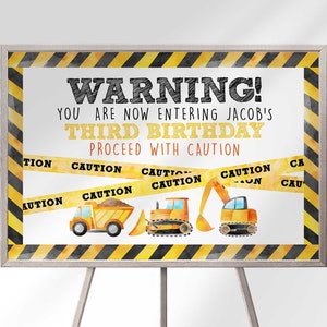 Editable Construction Birthday Party Welcome Sign | Instant Download | Printable DIY