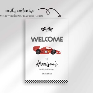 ready to print race car party sign