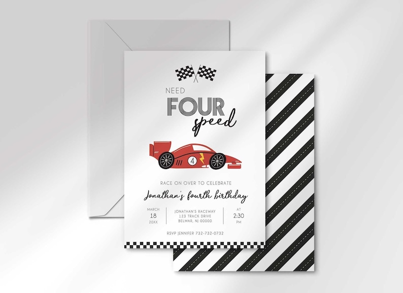 need 4 speed birthday invitation