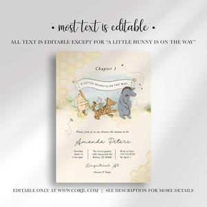 editable Winnie the Pooh baby shower invitation