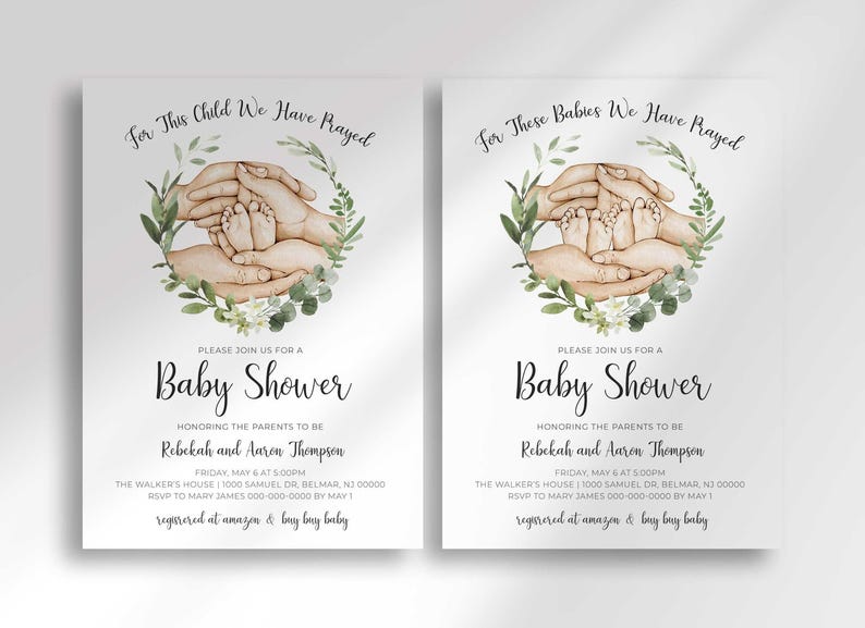 for this child we have prayed baby shower invitation