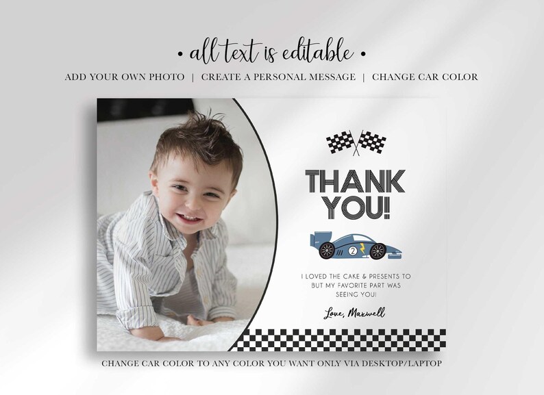 can't catch me I'm three thank you card