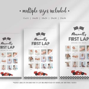 race car birthday stats poster