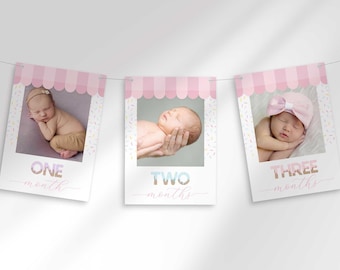 Ice Cream First Birthday Monthly Photo Banner, Sweet One Milestone (Digital Download)