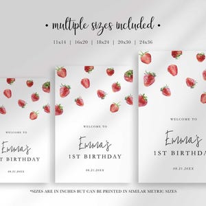 strawberry theme welcome sign