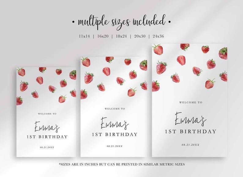 strawberry theme welcome sign
