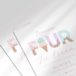 ice cream birthday invitation four
