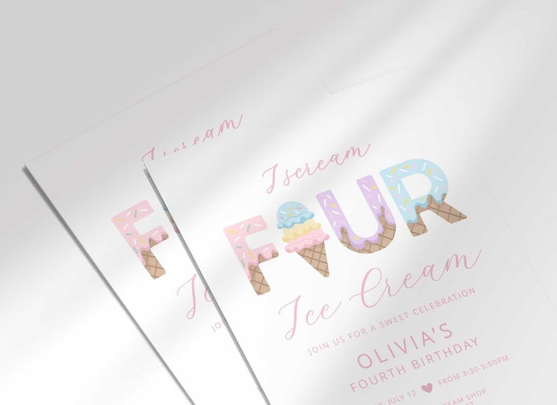 ice cream birthday invitation four