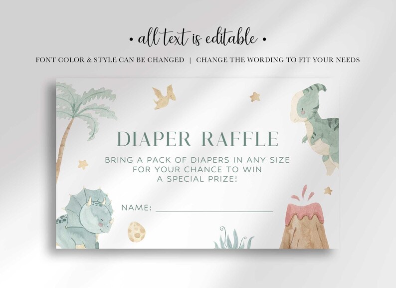 editable baby dino baby shower invitation