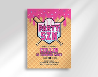 Baseball Drip Birthday Invitation Template: Party Szn (Digital Download)