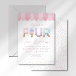 I scream four ice cream birthday invitation