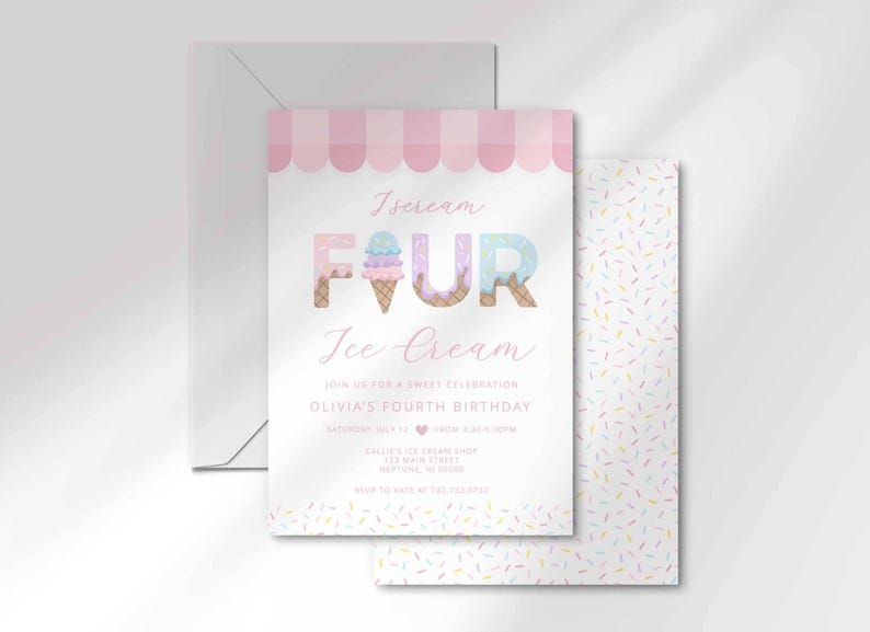 I scream four ice cream birthday invitation