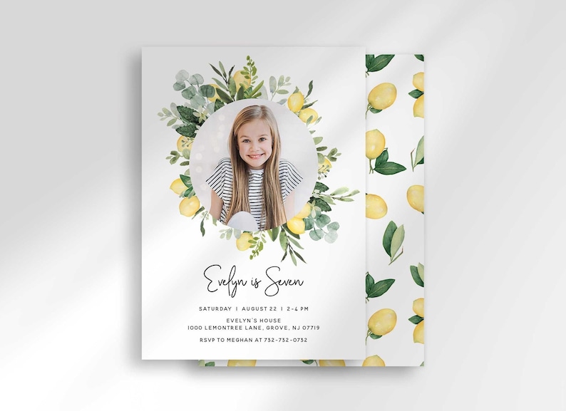 mediterranean lemon birthday invitation