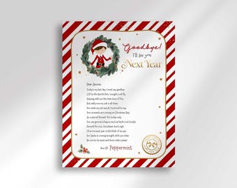 Editable Elf Goodbye Letter Boy Girl Pairs Digital Download Christmas Santa Shelf Printable Template