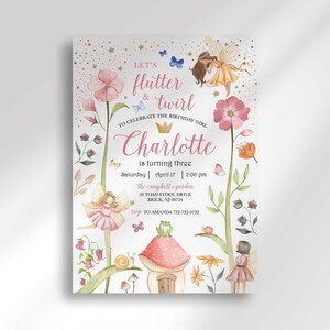 Fairy Birthday Invitation, Enchanted Forest Princess Party Invite