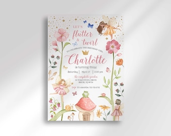 Fairy Birthday Invitation, Enchanted Forest Princess Party Invite