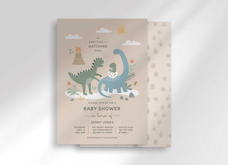 baby dino hatching soon baby shower invitation