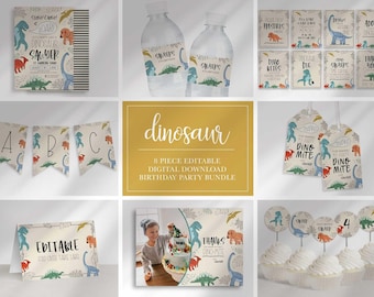 Dinosaur Birthday Invitation Bundle, Jurassic Party Pack (Digital Download)