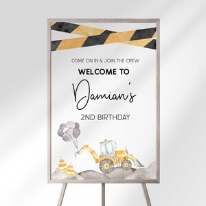 construction birthday welcome sign