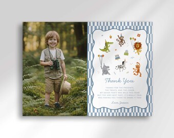 Calling all Party Animals Birthday Photo Thank You Card (Digital Download)