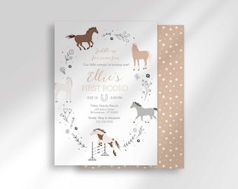 Cowgirl 1st Rodeo Birthday Invitation: Equestrian Horse