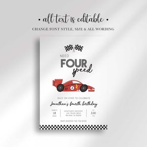 race car birthday invitation template