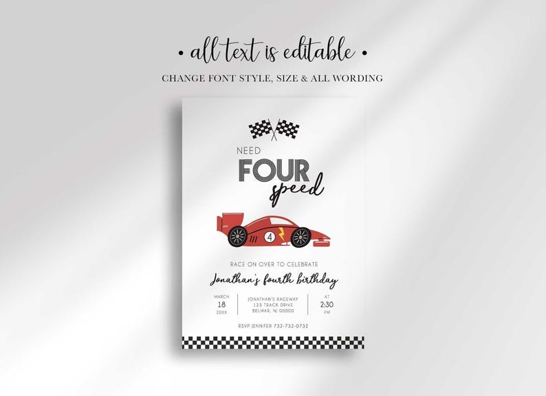 race car birthday invitation template