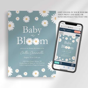 digital baby in bloom invitation