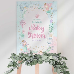 Mermaid Baby Shower Welcome Sign: Under the Sea Party (Instant Download)