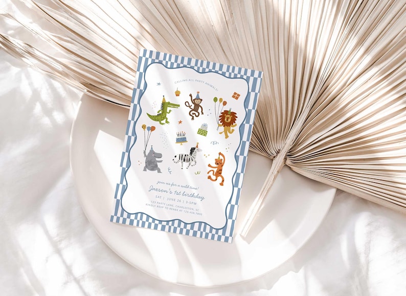 Calling All Party Animals Birthday Invitation, Safari Theme Invite Digital Download (Digital Download) image 7