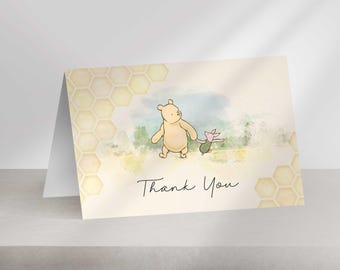 Cartão de Agradecimento do Ursinho Pooh: Chá de Bebê (Download Digital)