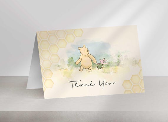 Winnie the Pooh Thank You Card: Baby Shower (digital Download) - Etsy