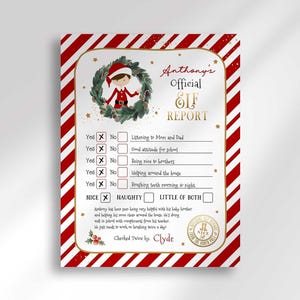 Customizable Elf Report Card for Christmas: Digital Download for Boy & Girl Elves Letter