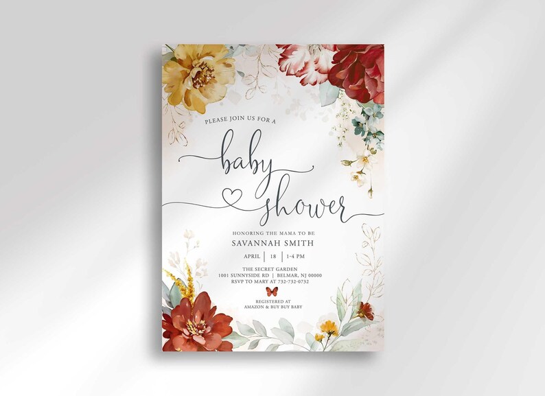 floral baby shower invitation