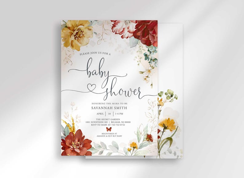 baby in bloom baby shower invitation