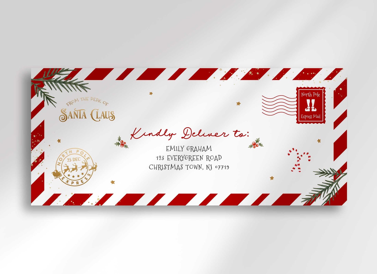 Editable North Pole Mail Envelope Template for Printing on 10 - Etsy