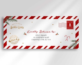 Editable North Pole Mail Envelope Template for Printing on #10 Envelopes | Letter from Santa | Letter from Elf