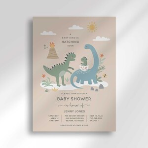 baby dino baby shower invitation