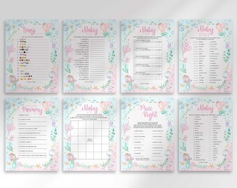 Bearbeitbares Mermaid Baby Shower Game Bundle (Digitaler Download)