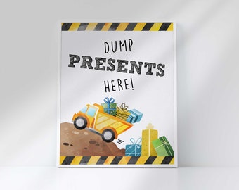 Dump Geschenke hier Printable 8 x 10 | Bau-Geburtstags-Party Digitaler Download