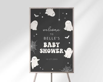 Little Boo Almost Due Welcome Sign,  Cute Ghost Halloween Printable Decor (Digital Download)