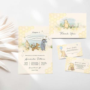 Winnie the Pooh baby shower invitation set