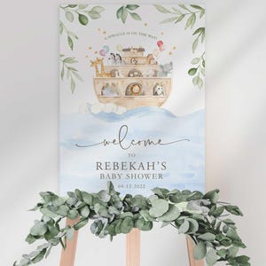 Cartello di benvenuto per baby shower a tema Arca di Noè (download digitale) immagine 2
