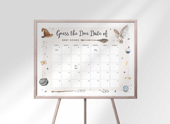 Guess Baby's Due Date Shower Game, Magical Wizard Theme (Digital Download)