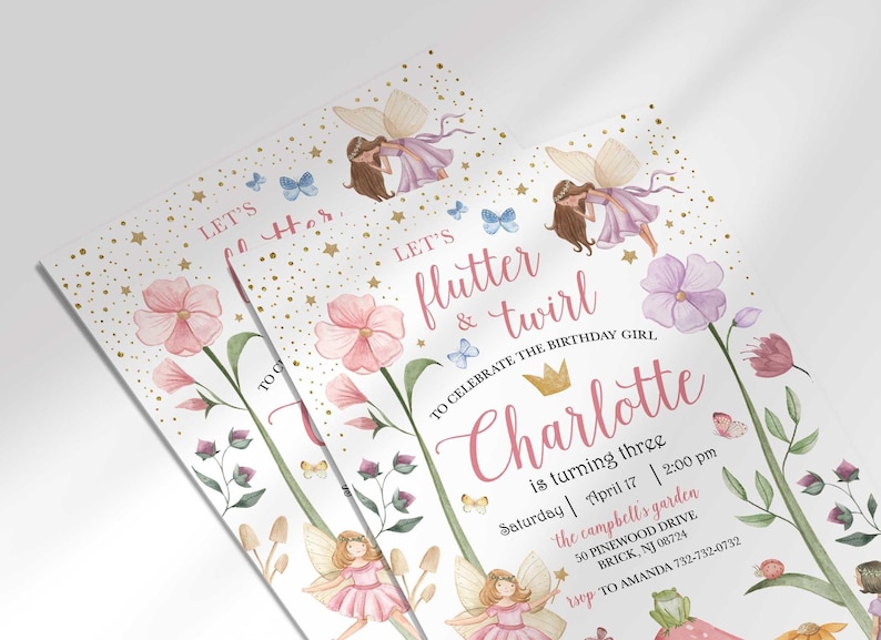 printable fairy birthday invitation