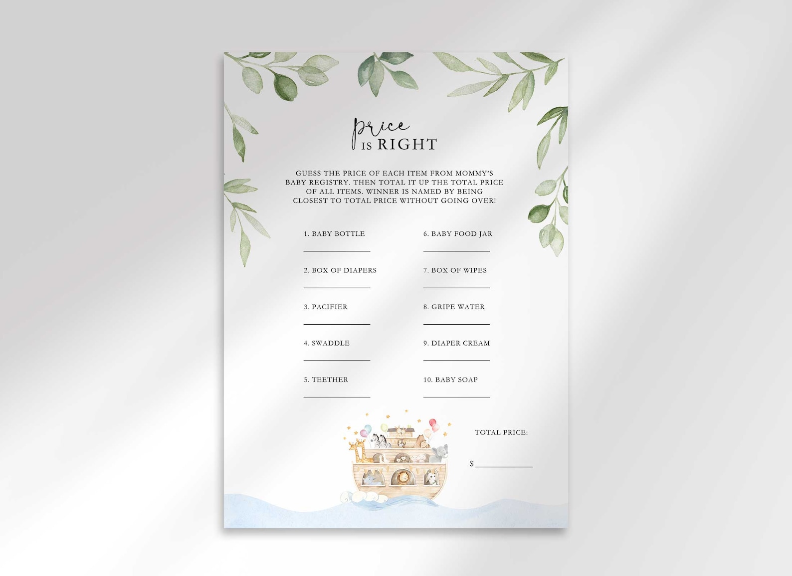 Editable Noah's Ark Baby Shower Game Bundle to Edit - Etsy