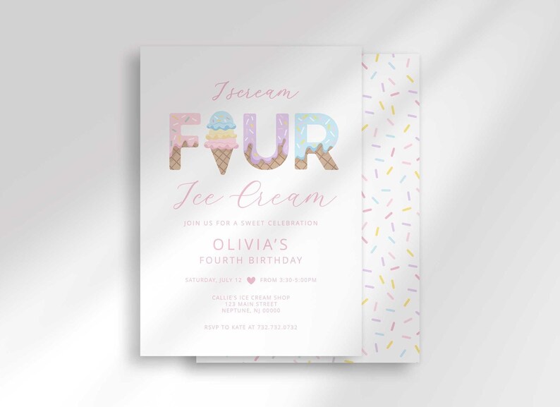 I scream four ice cream birthday invitation